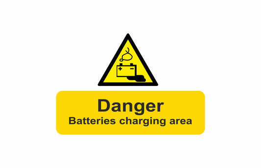 GLOBAL CARTELLO SEGNALETICO - Danger Battery Charging Area - Adesivo Extra Resistente, Pannello in Forex, Pannello In Alluminio