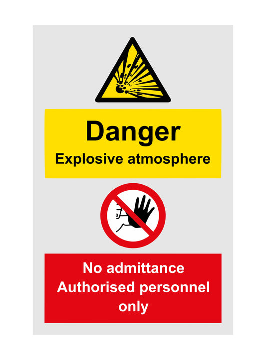 GLOBAL CARTELLO SEGNALETICO - Danger Explosive Atmosphere No Admittance modello 2 - Adesivo Extra Resistente, Pannello in Forex, Pannello In Alluminio