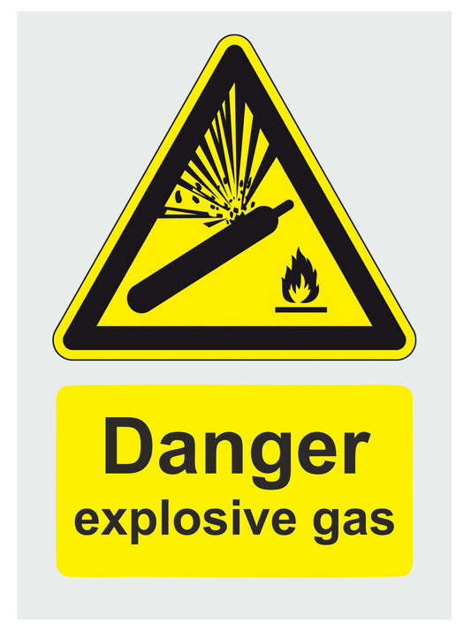 GLOBAL CARTELLO SEGNALETICO - Danger Explosive Gas - Adesivo Extra Resistente, Pannello in Forex, Pannello In Alluminio