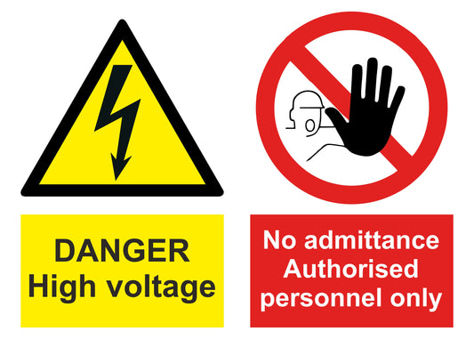 GLOBAL CARTELLO SEGNALETICO - Danger High Voltage Multi-Message  - Adesivo Extra Resistente, Pannello in Forex, Pannello In Alluminio