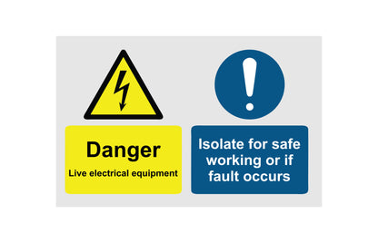 GLOBAL CARTELLO SEGNALETICO - Danger Live Electrical EquipmentIsolate For Safe Working - Adesivo Extra Resistente, Pannello in Forex, Pannello In Alluminio