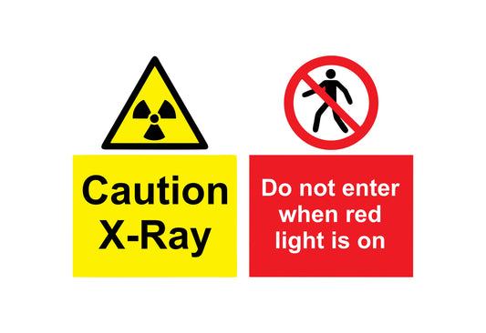 GLOBAL CARTELLO SEGNALETICO - Danger X-Rays Do Not Enter When Red Light Is On - Adesivo Extra Resistente, Pannello in Forex, Pannello In Alluminio