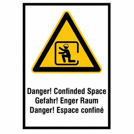 GLOBAL CARTELLO SEGNALETICO - Danger! Confinded Space Gefahr! Enger Raum Danger! Espace confiné -  Adesivo Extra Resistente, Pannello in Forex, Pannello In Alluminio