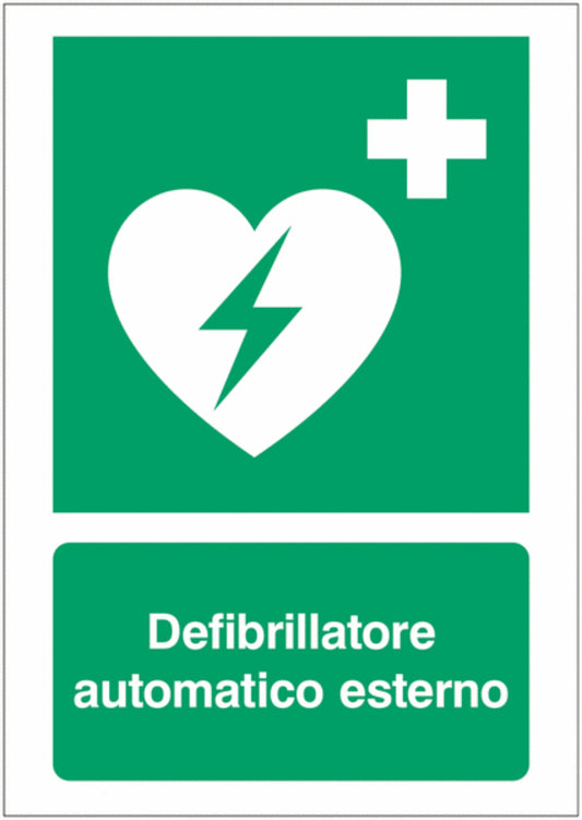 GLOBAL CARTELLO SEGNALETICO - Defibrillatore automatico esterno new -  Adesivo Extra Resistente, Pannello in Forex, Pannello In Alluminio