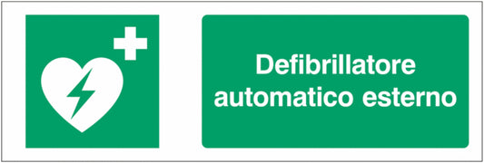 GLOBAL CARTELLO SEGNALETICO UNI - Defibrillatore automatico esterno new - Adesivo Extra Resistente, Pannello in Forex, Pannello In Alluminio