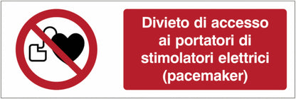 GLOBAL CARTELLO SEGNALETICO UNI - Divieto di accesso ai portatori di stimolatori elettrici (pacemaker)  - Adesivo Extra Resistente, Pannello in Forex, Pannello In Alluminio