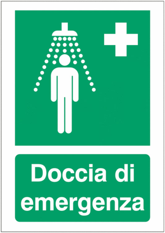 GLOBAL CARTELLO SEGNALETICO - Doccia di emergenza new -  Adesivo Extra Resistente, Pannello in Forex, Pannello In Alluminio