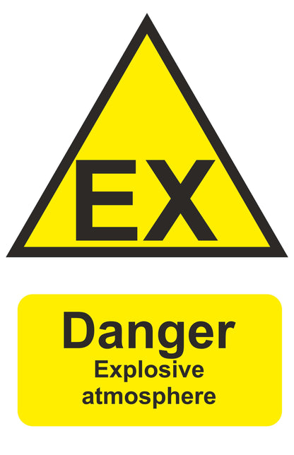 GLOBAL CARTELLO SEGNALETICO - EX Danger Explosive Atmosphere - Atex Category 3 - Adesivo Extra Resistente, Pannello in Forex, Pannello In Alluminio