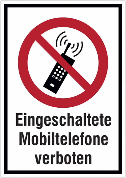 GLOBAL CARTELLO SEGNALETICO - Eingeschaltete Mobiltelefone verboten -  Adesivo Extra Resistente, Pannello in Forex, Pannello In Alluminio