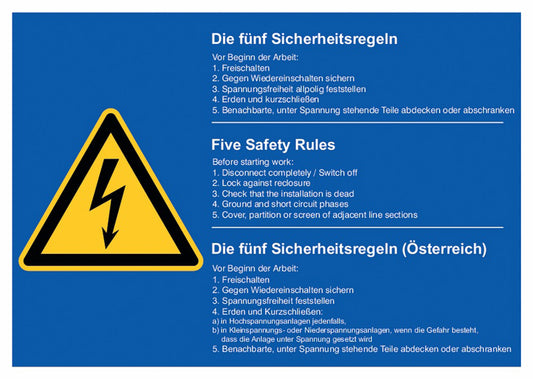 GLOBAL CARTELLO SEGNALETICO - Elektr. Spannung - Sicherheitsregel-Schilder für Deutschl. und Österr. -  Adesivo Extra Resistente, Pannello in Forex, Pannello In Alluminio