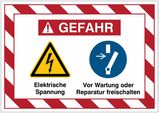 GLOBAL CARTELLO SEGNALETICO - Elektrische Spannung  Vor Wartung oder Reparatur freischalten -  Adesivo Extra Resistente, Pannello in Forex, Pannello In Alluminio