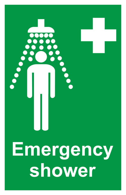 GLOBAL CARTELLO SEGNALETICO - Emergency shower - Adesivo Extra Resistente, Pannello in Forex, Pannello In Alluminio