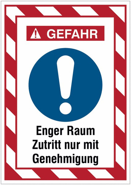 GLOBAL CARTELLO SEGNALETICO - Enger Raum, Zutritt nur mit Genehmigung -  Adesivo Extra Resistente, Pannello in Forex, Pannello In Alluminio