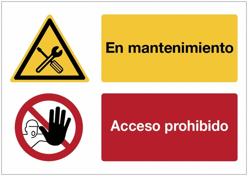 GLOBAL CARTELLO SEGNALETICO - En mantenimiento acceso prohibido - Adesivo Extra Resistente, Pannello in Forex, Pannello In Alluminio