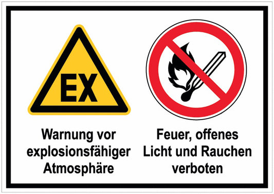 GLOBAL CARTELLO SEGNALETICO - Expl. Atmosphäre Kein Feuer -  Adesivo Extra Resistente, Pannello in Forex, Pannello In Alluminio