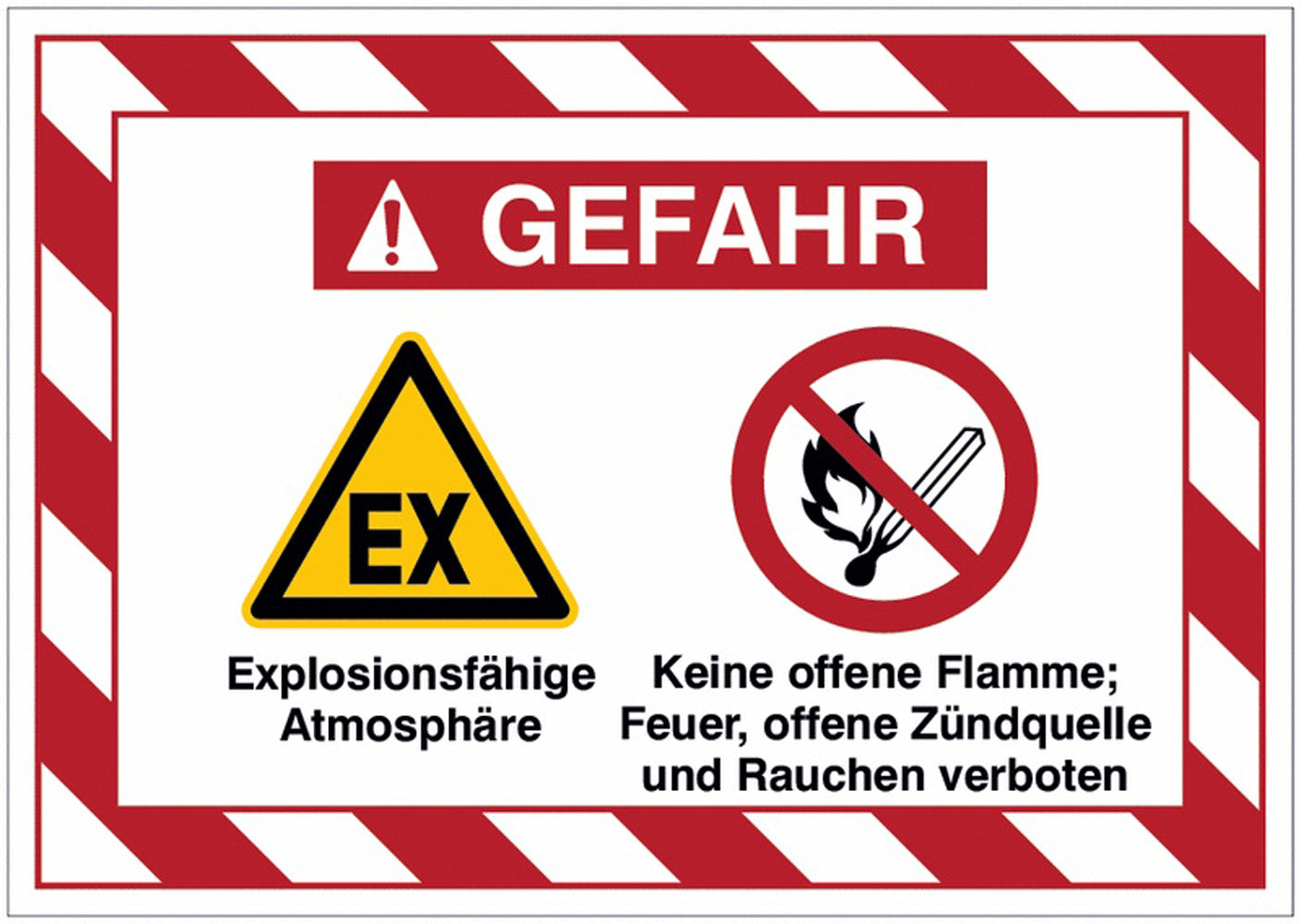 GLOBAL CARTELLO SEGNALETICO - Explosionsfähige Atmosphäre  Keine offene Flamme, ... und Rauchen verboten -  Adesivo Extra Resistente, Pannello in Forex, Pannello In Alluminio