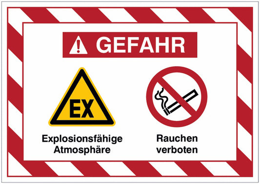 GLOBAL CARTELLO SEGNALETICO - Explosionsfähige Atmosphäre Rauchen verboten -  Adesivo Extra Resistente, Pannello in Forex, Pannello In Alluminio