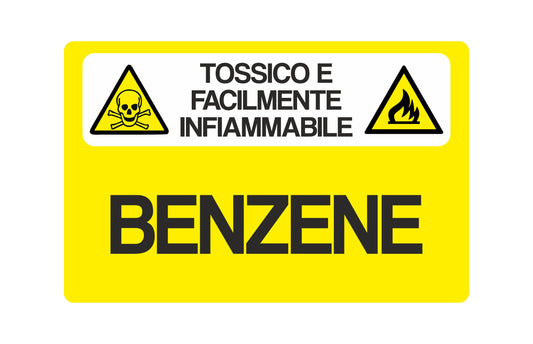 GLOBAL CARTELLO SEGNALETICO - Facilmente infiammabile-BENZENE- Adesivo Extra Resistente, Pannello in Forex, Pannello In Alluminio