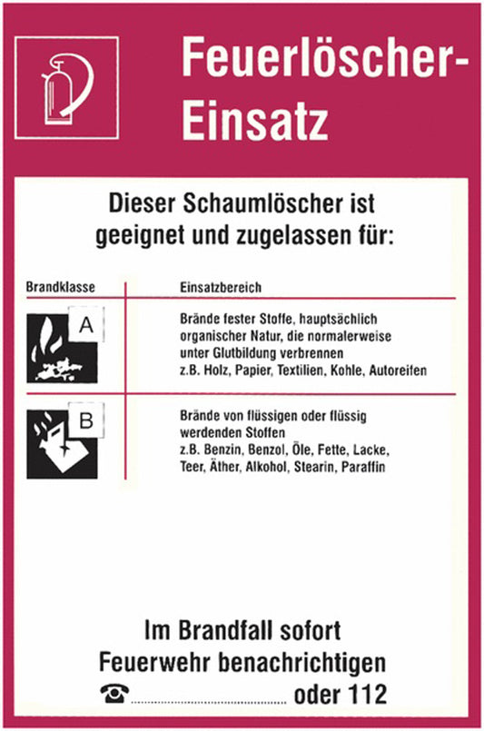 GLOBAL CARTELLO SEGNALETICO - Feuerlöscher-Einsatz, Schaumlöscher -  Adesivo Extra Resistente, Pannello in Forex, Pannello In Alluminio