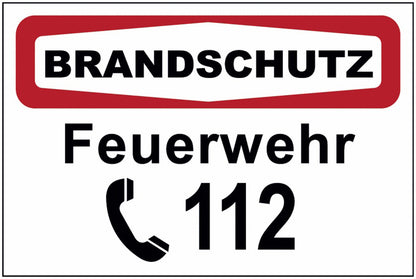 GLOBAL CARTELLO SEGNALETICO - Feuerwehr, 112 -  Adesivo Extra Resistente, Pannello in Forex, Pannello In Alluminio