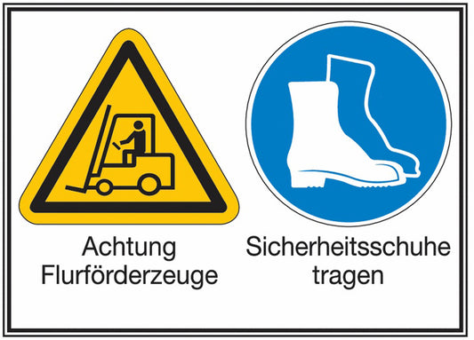 GLOBAL CARTELLO SEGNALETICO - Flurförderzeuge-Sicherheitsschuhe tragen -  Adesivo Extra Resistente, Pannello in Forex, Pannello In Alluminio