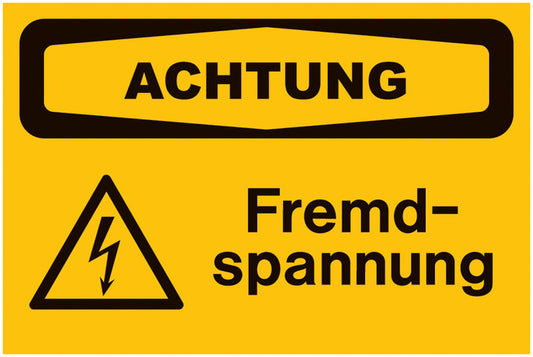 GLOBAL CARTELLO SEGNALETICO - Fremdspannung - Sicherheitsschilder, Elektrotechnik -  Adesivo Extra Resistente, Pannello in Forex, Pannello In Alluminio