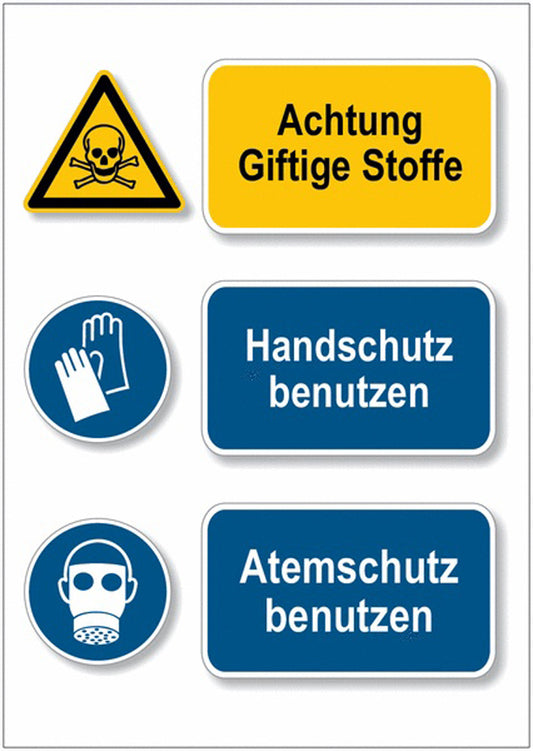 GLOBAL CARTELLO SEGNALETICO - Giftige Stoffe Handschutz Atemschutz -  Adesivo Extra Resistente, Pannello in Forex, Pannello In Alluminio