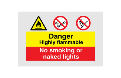 GLOBAL CARTELLO SEGNALETICO - Highly Flammable LPGNo SmokingNo Naked Lights - Adesivo Extra Resistente, Pannello in Forex, Pannello In Alluminio