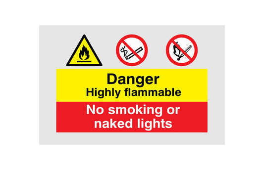 GLOBAL CARTELLO SEGNALETICO - Highly Flammable LPGNo SmokingNo Naked Lights - Adesivo Extra Resistente, Pannello in Forex, Pannello In Alluminio