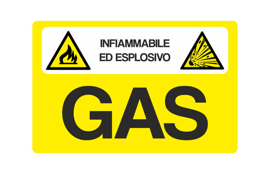 GLOBAL CARTELLO SEGNALETICO - INFIAMMABILE ED ESPLOSIVO - GAS - Adesivo Extra Resistente, Pannello in Forex, Pannello In Alluminio