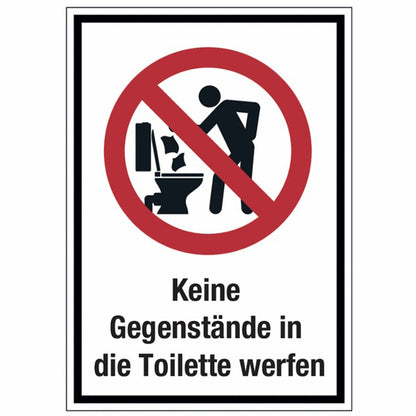 GLOBAL CARTELLO SEGNALETICO - Keine Gegenstände in die Toilette werfen -  Adesivo Extra Resistente, Pannello in Forex, Pannello In Alluminio