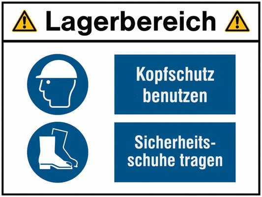 GLOBAL CARTELLO SEGNALETICO - Kopfschutz benutzen-Sicherheitsschuhe tragen -  Adesivo Extra Resistente, Pannello in Forex, Pannello In Alluminio