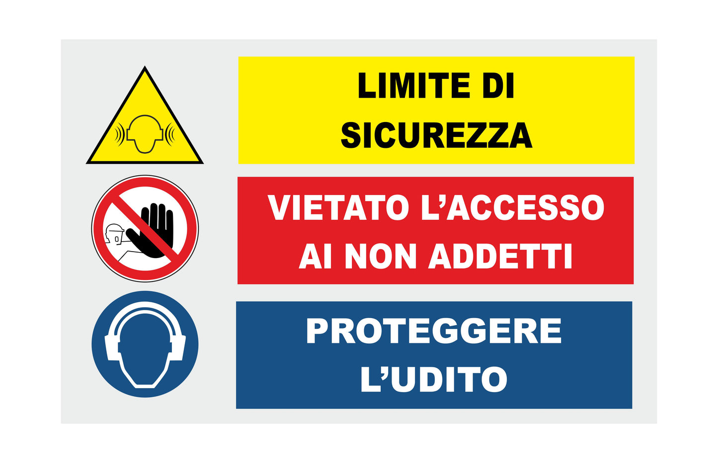 GLOBAL CARTELLO SEGNALETICO - LIMITE DI SICUREZZA - Adesivo Extra Resistente, Pannello in Forex, Pannello In Alluminio