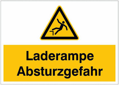 GLOBAL CARTELLO SEGNALETICO - Laderampe Absturzgefahr -  Adesivo Extra Resistente, Pannello in Forex, Pannello In Alluminio