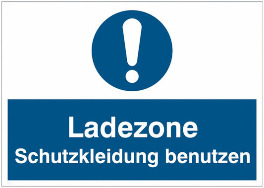 GLOBAL CARTELLO SEGNALETICO - Ladezone - Schutzkleidung benutzen -  Adesivo Extra Resistente, Pannello in Forex, Pannello In Alluminio