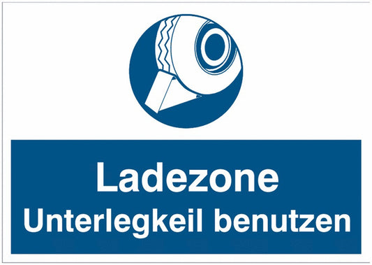 GLOBAL CARTELLO SEGNALETICO - Ladezone - Unterlegkeil benutzen -  Adesivo Extra Resistente, Pannello in Forex, Pannello In Alluminio