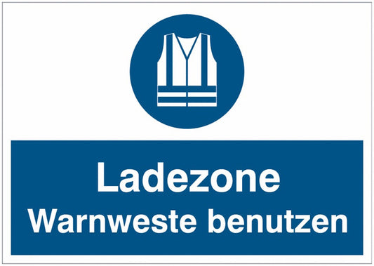 GLOBAL CARTELLO SEGNALETICO - Ladezone - Warnweste benutzen -  Adesivo Extra Resistente, Pannello in Forex, Pannello In Alluminio