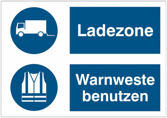 GLOBAL CARTELLO SEGNALETICO - Ladezone-Warnweste benutzen -  Adesivo Extra Resistente, Pannello in Forex, Pannello In Alluminio