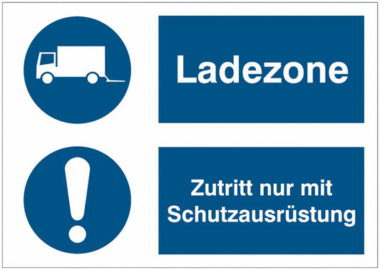 GLOBAL CARTELLO SEGNALETICO - Ladezone-Zutritt nur mit Schutzausrüstung -  Adesivo Extra Resistente, Pannello in Forex, Pannello In Alluminio