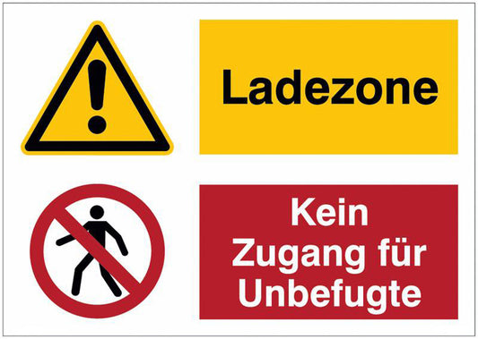 GLOBAL CARTELLO SEGNALETICO - Ladezone Kein Zugang für Unbefugte -  Adesivo Extra Resistente, Pannello in Forex, Pannello In Alluminio