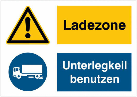 GLOBAL CARTELLO SEGNALETICO - Ladezone Unterlegkeil benutzen (LKW) -  Adesivo Extra Resistente, Pannello in Forex, Pannello In Alluminio