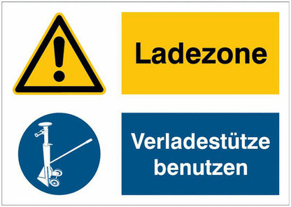 GLOBAL CARTELLO SEGNALETICO - Ladezone Verladestütze benutzen -  Adesivo Extra Resistente, Pannello in Forex, Pannello In Alluminio