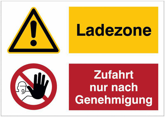 GLOBAL CARTELLO SEGNALETICO - Ladezone Zufahrt nur nach Genehmigung -  Adesivo Extra Resistente, Pannello in Forex, Pannello In Alluminio