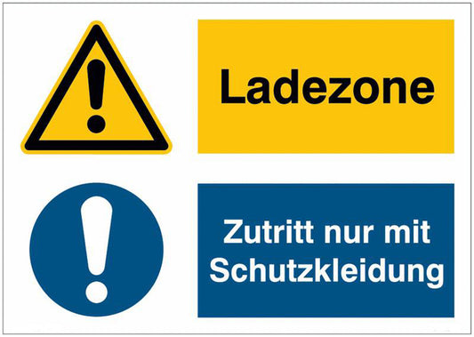 GLOBAL CARTELLO SEGNALETICO - Ladezone Zutritt nur mit Schutzkleidung -  Adesivo Extra Resistente, Pannello in Forex, Pannello In Alluminio