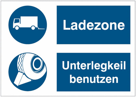 GLOBAL CARTELLO SEGNALETICO - Ladezone (LKW)-Unterlegkeil benutzen -  Adesivo Extra Resistente, Pannello in Forex, Pannello In Alluminio