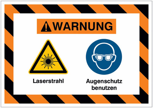 GLOBAL CARTELLO SEGNALETICO - Laserstrahl  Augenschutz benutzen -  Adesivo Extra Resistente, Pannello in Forex, Pannello In Alluminio