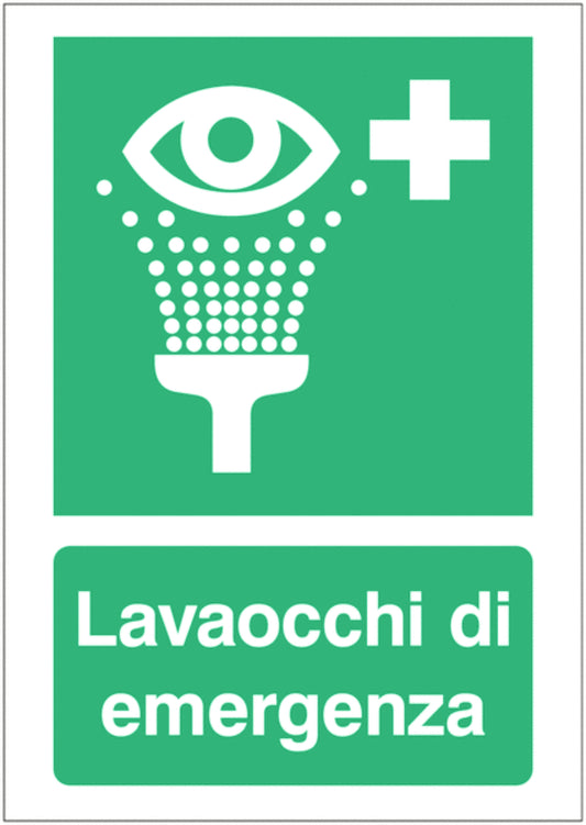 GLOBAL CARTELLO SEGNALETICO - Lavaocchi di emergenza NEW -  Adesivo Extra Resistente, Pannello in Forex, Pannello In Alluminio