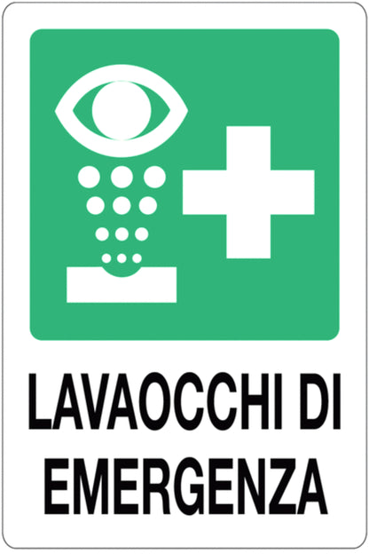 GLOBAL CARTELLO SEGNALETICO - Lavaocchi di emergenza -  Adesivo Extra Resistente, Pannello in Forex, Pannello In Alluminio