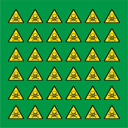 PACCO DA 6 KIT DI 6 ADESIVI TRIANGOLARI - MATERIALI TOSSICI  - Pittogramma ISO 7010 Con Stampa Diretta U.V.