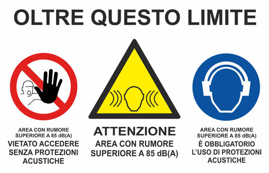 GLOBAL CARTELLO SEGNALETICO - MULTISIMBOLO OLTRE QUESTO LIMITE  - Adesivo Extra Resistente, Pannello in Forex, Pannello In Alluminio